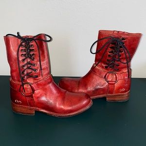 Red Bed Stu motorcycle boots, worn once. Organic Leather inside and out. Size 7.